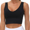 Womens Longline Sports Bra Padded Crop Tank Tops Workout Yoga Bra with Removable Pads